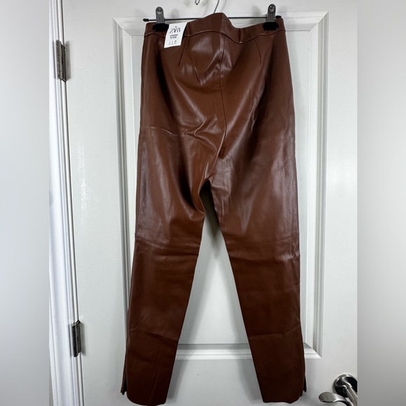 ZARA Hi-Rise Faux Leather Leggings – Brown (Size L) - Picture 3 of 9